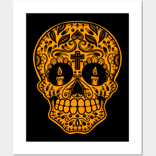 HomeSchoolTattoo Sugarskull ORANGE Posters and Art